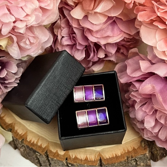 Multi Tone Purple Color Blocked Rectangular Cufflinks - Picture 13 of 16